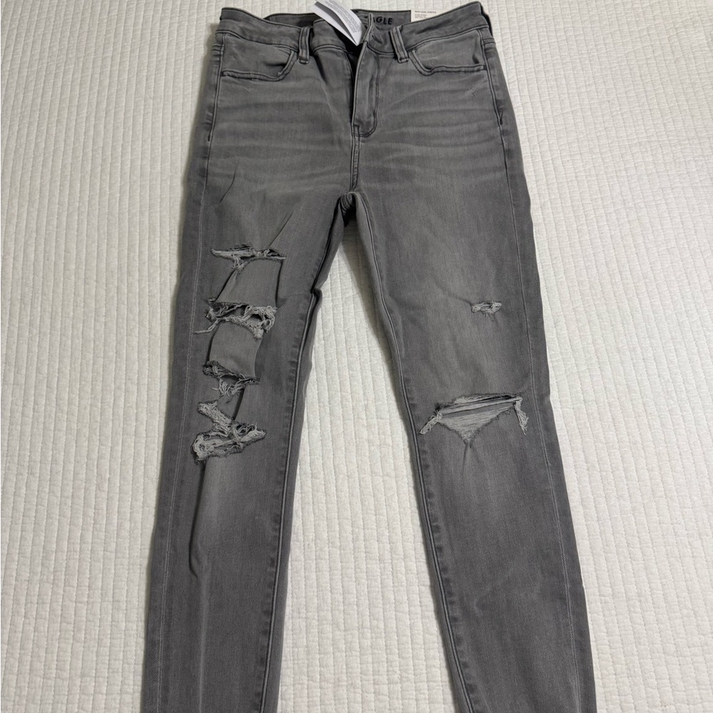 American Eagle Outfitters Gray Ripped Skinny Jeans